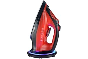 SENYA - Fer à Repasser Vapeur Sans Fil, Débit Vapeur 35 g/min, 2400W Semelle en Céramique, Défroissage Vertical Rouge Simple Move V2