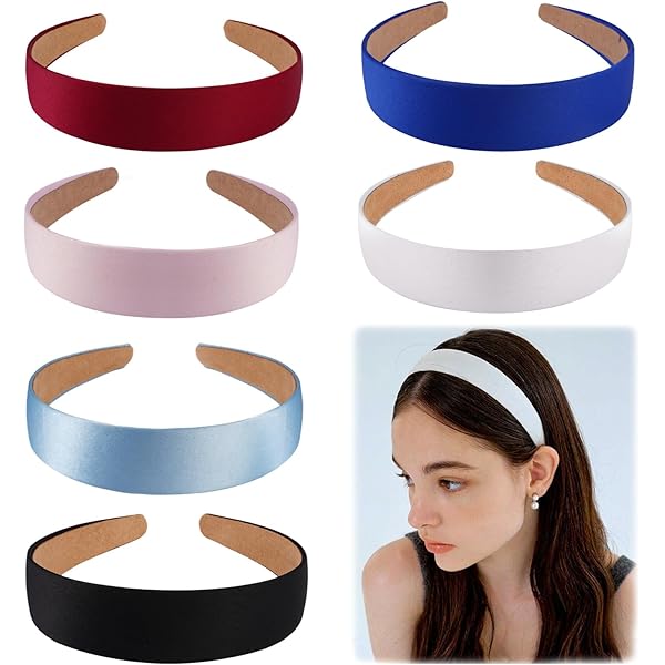 SLEEKEE Lot De 4 Bandeaux En Satin Pour Femme - Unisexe - Noir Et