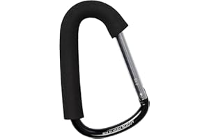 My Buggy Buddy Large Clip, Hook or Carabiner For Pram/ Stroller/ Pushchair, Foam Coating to Prevent Damage, Can Hold Up To 5 kgs, Large Size, Black