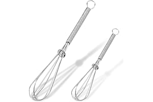 Anaeat Edelstahl Mini-Schneebesen Set mit 2 Tragbaren Ballon-Schneebesen mit Dickem Draht zum Kochen, Mixen, Schlagen und Rühren (13 cm + 18 cm)