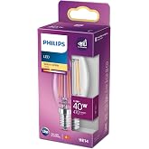 Philips LED Classic 40W B35 Led Candle Filament Bulb, 2700K Yellow Light, E14 Thin Hear, Not Dimmable