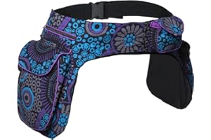 Kunst und Magie Doppel Bauchtasche Sidebag Gürteltasche Festivaltasche Hippie Goa, Farbe:Lila/Blau