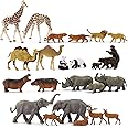 Evemodel 24pcs Model Train H0 Scale 1:87 Wild Animals PVC Elephant Camel Giraffe Panda