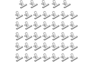 HIQU AND HIST 40 Stück Kleine Bulldogge Büroklammern, 22mm Multi-function Binder Clip for Klammern,Mini Metall klammern Briefklemmer für Tags Taschen, Fotos,Zeichnungen, Kunsthandwerk, Büro, Küche (Silber, 22mm)