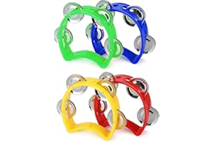 KOMUNJ 4 Pezzi Tamburello a Mezzaluna in Metallo, Per Corsi di Musica, Tamburello, Spettacoli Scolastici, Colore casuale