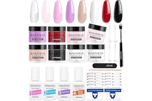 ‎WAKANIYA Nail Dip Powder Starter Set 8 Farben Clear White Pink Nagelpuder Gel für Nägel Set mit Base Top Coat, Activator and Nail Brush, Dipping Nails System Starter Set für Home DIY & Salon Nageldesign