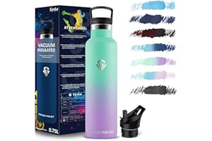 Grsta Thermosflasche, Trinkflasche Edelstahl 750ML, Trinkflasche Sport, BPA-frei, Trinkflasche mit Strohhalm, Doppelwandige Thermoskanne, Wasserflasche fur Gym, Sport, Fitness, Outdoor