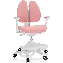 Sedia Da Ufficio Girevole Per Bambini KID FLEX - Regolabile In Altezza, Con Poggiapiedi, Tessuto Blu Grigio - Foto 12