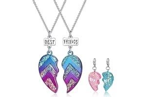 MAEOETTY BFF Friendship Best Friend Necklaces Matching Heart Pendant Necklace Set Girls Jewelry Birthday Heart Keychain Friends Christmas Sister Gifts