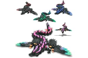 KOALA STUDIO Drago articolato alato stampato in 3D decorazione universo fantasia Fidget Toy idea regalo unico decorazione per la casa camera da letto soggiorno (nero e arcobaleno luminoso nella notte)