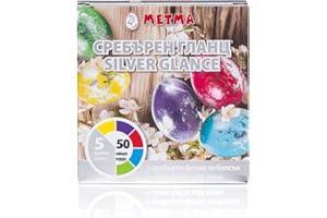 METMA 5 Colours Pearl and Silver Shine Foil Dye Paint for Decorating Painting Colourful Art Easter Egg Eggs - Red, Orange, Blue, Yellow, Purple