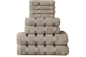 GC GAVENO CAVAILIA Lot de 8 Serviettes Super Douces en Coton égyptien - Séchage Rapide - Très absorbantes - Argenté - (4 Serviettes pour Le Visage + 2 essuie-Mains + 2 Serviettes de Bain)