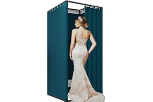 QJSZMEI Umkleidekabine Freistehend, Bekleidungsgeschäft Umkleidekabine, U-förmige Stange Kann Bewegen Tragbar Datenschutz Umkleidekabine Mit Landebahnvorhang Zum Das Einkaufszentrum Büro (85X85X200CM, Blue)