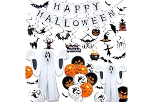 iZoeL Spooky Halloween Decorations Scary Halloween Balloons, Floating Ghost Bat Halloween Banner Halloween Hanging Wall Party Decorations - Halloween Indoor Outdoor Yard Haunted House Props