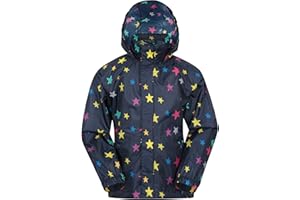 Mountain Warehouse Printed Kids Waterproof Pakka Jacket Raincoat Pack Away Coat Foldable Cagoule Mac Sac