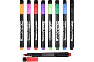 Willingood Folienstift abwischbar, 8 stück Whiteboard Marker, trocken abwischbar Whiteboard Stifte, Whiteboard Marker magnetisch, Marker mit Schwamm Rundspitze, Erase Marker mit Radiergummi