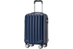 BEIBYE TSA-Schloß 2080 Hangepäck Zwillingsrollen Reisekoffer Koffer Trolley Hartschale Handgepäck M(Boardcase) (Dunkelblau, M)