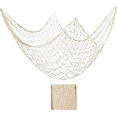 Decorative Fishing Net 100 x 200 cm, Premium Beige Mesh Net for Sea Wall Decor, Weddings, Photography and Indoor Outdoor Even