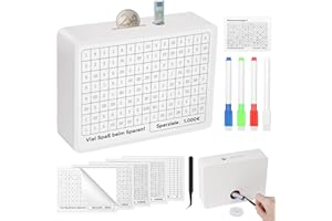 ‎SELIZO Selizo Spardose Holz,Sparbox mit Zahlen Ankreuzen,Sparbox with Ziel,Spardose mit zähler Zum Ankreuzen,Sparschwein mit Sparziel,Spardoses €500 €1,000 €2,000 €3,000 €5,000 Euro Keine Montage