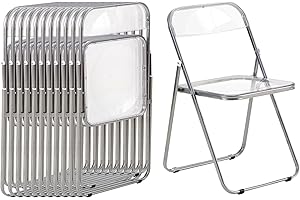 LuxNook 12 sillas Plegables Silla de Pet Metal Transparente Silla Plegable Capacidad de Carga de 150 kg para Comedor, salón, jardín