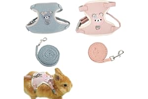 EnixwH 2 Stück Verstellbares Kaninchen Leine, Verstellbare Kaninchengeschirr, Verstellbare Katzengeschirr, Haustier Geschirr und Leine für Kaninchen, Katzen, Kleine Hunde und Kleine Haustiere