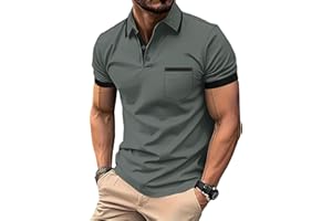 zitysport Polo Uomo Camicia a Maniche Corte Camicia da Golf Traspirante Uomo Camicie estive Sport Basic Slim Fit Tshirt con Tasca sul Petto Polo Shirt