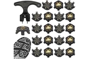 ICHOWHO 20 PCS Golf Shoe Spikes, M6 Tooth Replacement Golf Shoe Studs with Nail Remover, Universal GolfShoe Cleats with Metal Threading, Outdoor Anti-slip Cricket Shoe Cleats for More Stability & Comfort