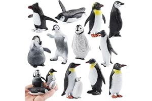 FLORMOON Penguin Toys, 11pcs Realistic Small Polar Animals Fingurines Winter Animals for Early Educational Birthday Cupcake Topper Gift for Kids