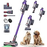 SMOTURE Akku Staubsauger 50.000 Pa 65 Min Laufzeit mit Mini-Turbinendüse, Anti-Tangle-Staubsauger Kabellos mit Touchscreen & 