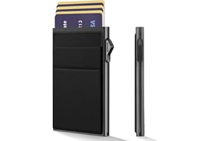 YESIIW Minimalistische Brieftasche-RFID-Schutz-Kartenhalter-Pop up Geldbörse-Schlankes Kartenetui mit Münzfach, Geldbörse Herren Klein Portmonee Slim Wallet for Men Schwarz