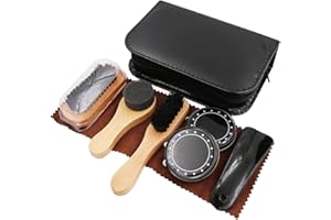 Dee Plus 9-in-1 Schuhputz-Set Premium mit Poliertuch & Aufbewahrungstasche | Schuhreinigungs-Set mit Bürste, Schwamm, Schuhcreme | Für Leder, Sneaker & Reise