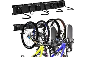 EXLECO Support Mural pour Vélos et Casque Support de Vélo Réglable avec 4 Rack Vélos et 3 Crochets, Range Velo Mural Crochet de Vélo Support vertical pour Vélos de Route ou de Montagne Garage Maison