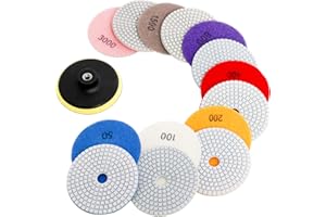 GEKUFA Disco de pulido de diamante, 7 unids 4 pulgadas, 50# - 3000# para mármol vidrio de granito de hormigón para máquina pulidora