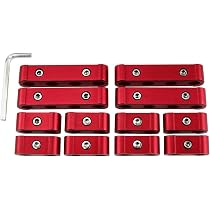 Aluminum Spark Plug Wire Separators, 12-Piece Set, 8mm 9mm 10mm Engine Dividers Red Color High Quality Alloy Construction Efficient Maintenance