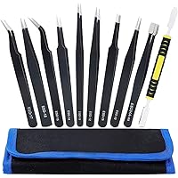 Precision ESD Tweezers Set, Anti-Static Stainless Steel Tweezers Set Kit Perfect for Electronics, Craft, Jewellery, Soldering