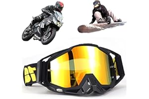 Yoihuqi Gafas Esquí, Gafas Moto Polvo, Gafas Snowboard Espejo, Dirt Bike Off-Road Goggles, Prueba Viento a Prueba de Polvo Gafas, para Bicicletas Montaña, Esquís o Cascos Abiertos