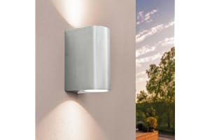 Ledvion Santa Barbara, LED vägglampa utomhus grå rund, för två RVS upp & down, utomhusvägglampa, vägglampa, utomhu, IP54, GU1