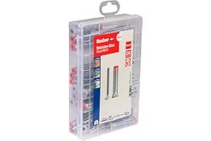 fischer Meister-Box kołek rozporowy DuoHM + śruba TX, skrzynka narzędziowa z 52 kołkami i śrubami, kołki do mocowania uchwytów TV, lamp i wielu innych w materiałach budowlanych, praktyczny zestaw