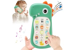 BelleStyle Telefono Giocattolo per Bambini, Cellulare Giocattolo Gioco Musicali per Bambino 1 2 3 Anni, Dinosauro Giocattoli Educativi Giochi Sensoriali Regali per Neonati Bambini 6 9 12 18 Mesi