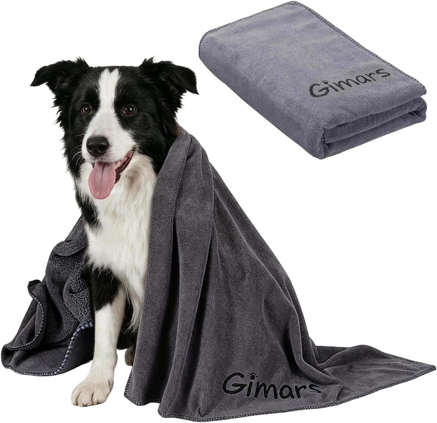 Gimars Toalla seca para mascotas, 140 x 70 cm, 1 paquete, gris