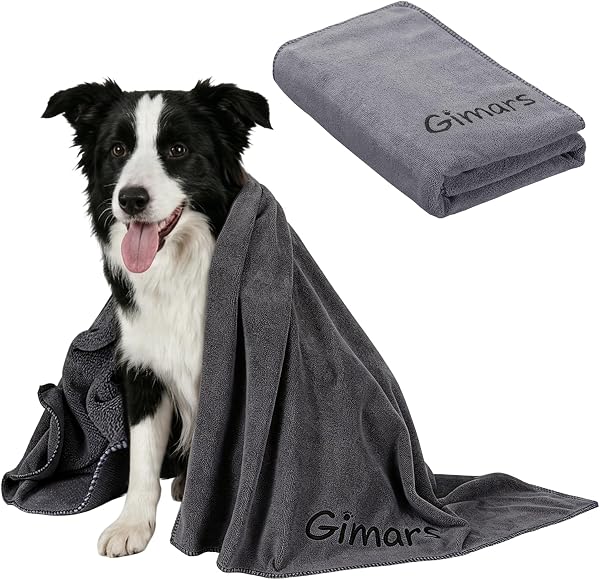 Gimars Toalla seca para mascotas, 140 x 70 cm, 1 paquete, gris - 1