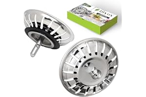 Piyox Lot de 2 Bouchon Evier Cuisine 80mm – en Acier Inoxydable 304 SS Anti-Corrosion pour Bonde Evier 80mm - Filtre, Crépine Cuisine Meilleur pour Vidange et Antiblocage