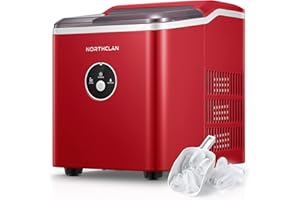 Macchina Ghiaccio 14KG in 24h, Pronto in 6-8 Minuti, Macchina del Ghiaccio Casa 2L, Macchina per il Ghiaccio Professionale Silenzioso Compatto Senza Impianto Idraulico, NORTHCLAN (Rosso)