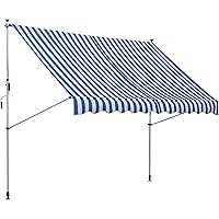 Outsunny Markise Klemmmarkise Sonnenschutz Faltarm Handkurbel Balkon Alu Blau 300 x 150cm
