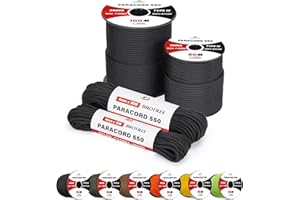 BROTREE Linka Paracord 550 4 mm, 100% nylon, 15 m, typ III, 7 żyłek, do survivalu, aktywności na świeżym powietrzu, bransoletki, smyczy dla psa – wytrzymałość na zerwanie 250 kg (czarna)