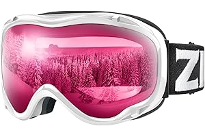 ZIONOR Maschera sci Occhiali da sci snowboard a specchio con protezione UV OTG Occhiali da neve Anti-Nebbia Doppia Lente per Uomo Donna Giovani