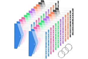 Surcotto Plastic Wallets A4 Punched Pockets,24 Pack Expandable Plastic Document Files Popper Wallet,11 Holes Large Capacity Binder Pocket with Velcro and Label Pocket, Envelope File Folders