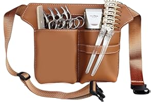 QIUPFGUT Friseurtasche für Profis, Barber Werkzeugtasche mit Gürtel,PU Leder Friseur Gürteltasche, Scherenholster,Friseur Bauchtasche,Scherentasche Friseur,Taillen-/Schultergürtel-Scherenhalter. (Kaffee)