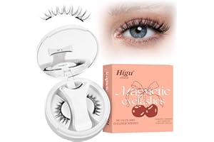 Higu clace pestañas postizas magneticas naturales, kit de pestañas magnéticas con aplicador, pestañas imantadas No requiere pegamento ni removedor de pegamento, amigable para principiantes(SET N)