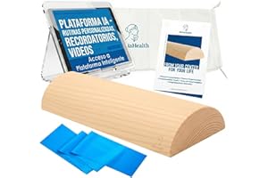 PelviaHealth. Tronco Propioceptivo Suelo Pélvico 50x17 cm Madera de Pino | Kit 6 en 1: Banda Elástica, Guía, Vídeos, Pads Antideslizantes, Bolsa Algodón, Acceso a Plataforma IA | Método 5P
